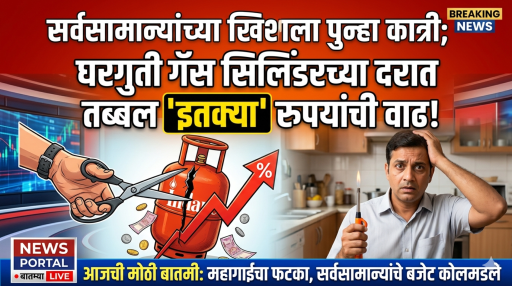 सर्वसामान्यांच्या खिशाला पुन्हा कात्री; घरगुती गॅस सिलिंडरच्या दरात तब्बल ‘इतक्या’ रुपयांची वाढ!